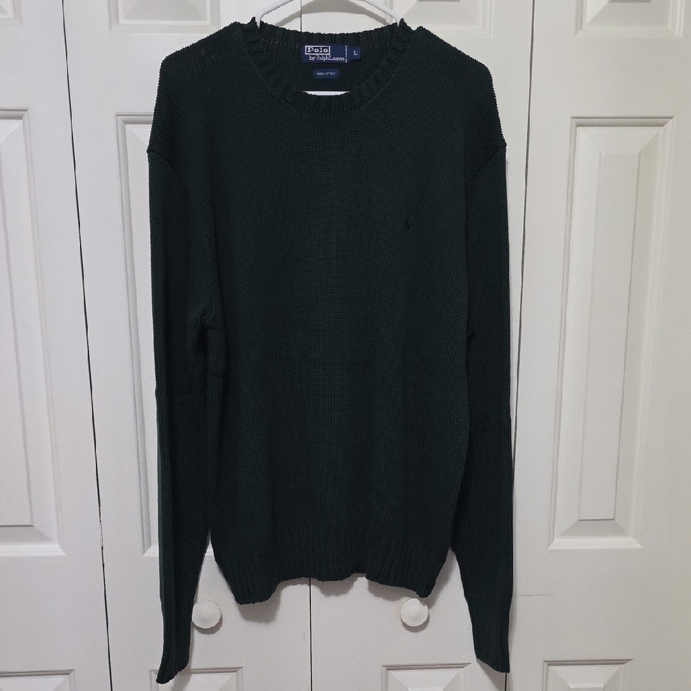 Polo Men's Holiday Green Sweater L Crewneck